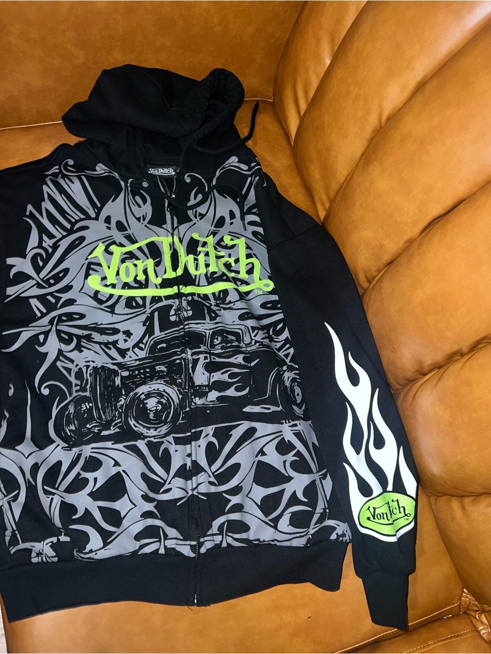 Von Dutch Car Show Zip Front Hoodie size L